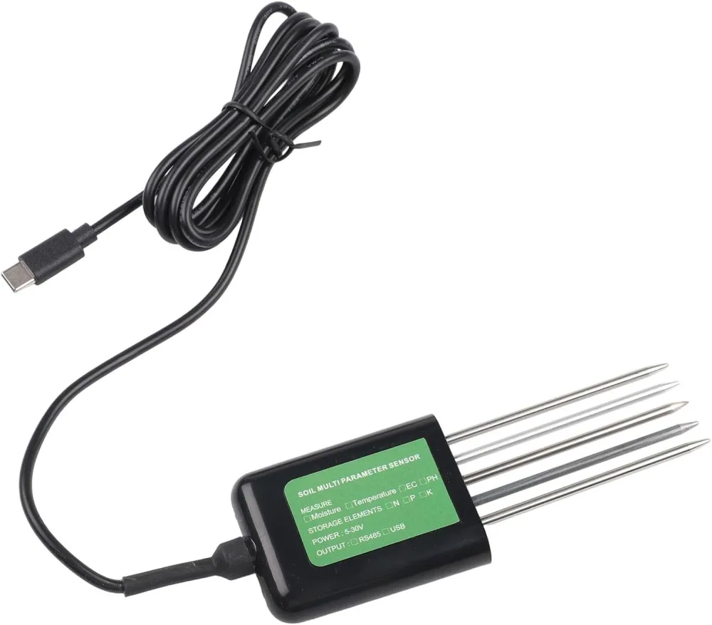 El cable USB enrollado junto al cuerpo sellado de la sonda